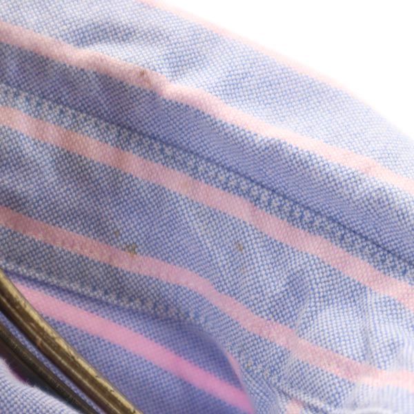 RALPH LAUREN ラルフローレン ストライプ柄 長袖 オックスフォード ボタンダウンシャツ 12 ブルー×ピンク キッズ