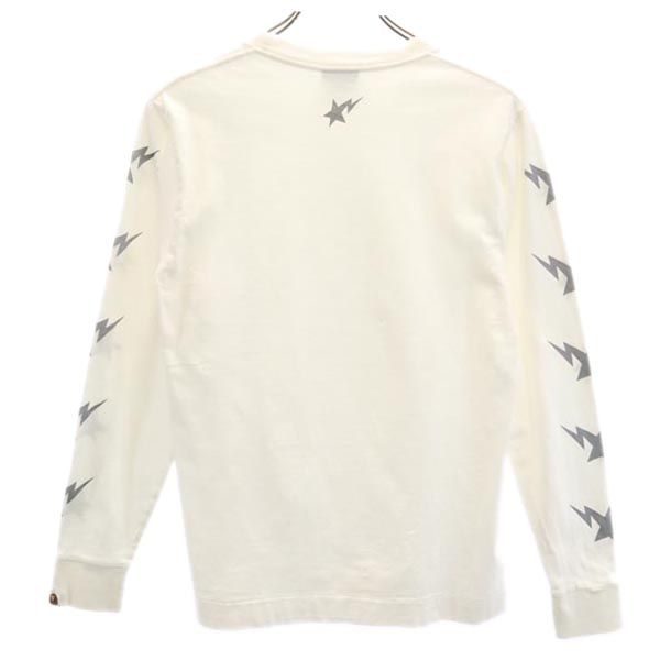 A BATHING APE アベイシングエイプ 日本製 長袖 Tシャツ S ホワイト系 ロンT メンズ