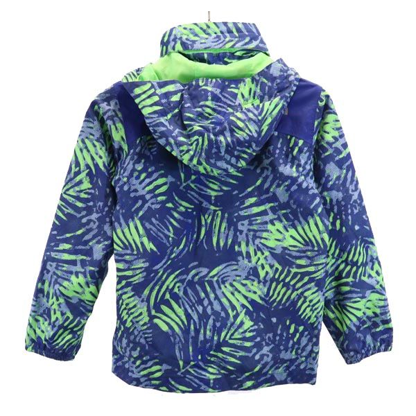 THE NORTH FACE ザノースフェイス ボーイズ 総柄 アウトドアジャケット S(7/8) ブルー系 フード 裏メッシュ地 キッズ