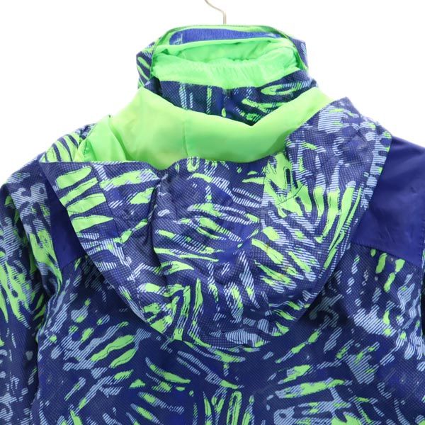 THE NORTH FACE ザノースフェイス ボーイズ 総柄 アウトドアジャケット S(7/8) ブルー系 フード 裏メッシュ地 キッズ