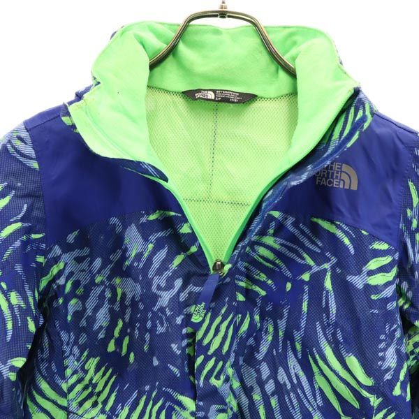 THE NORTH FACE ザノースフェイス ボーイズ 総柄 アウトドアジャケット S(7/8) ブルー系 フード 裏メッシュ地 キッズ
