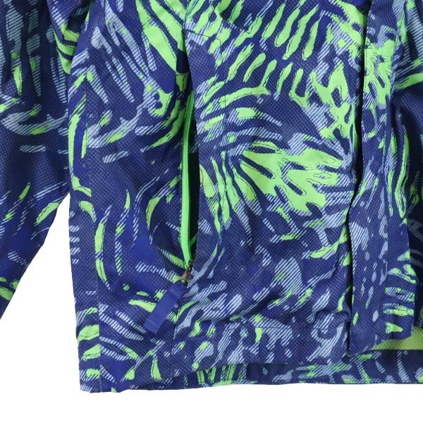 THE NORTH FACE ザノースフェイス ボーイズ 総柄 アウトドアジャケット S(7/8) ブルー系 フード 裏メッシュ地 キッズ