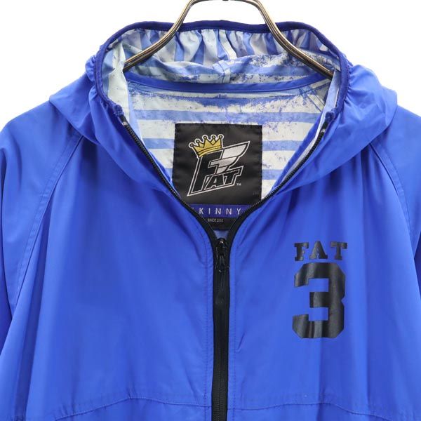 FAT エフエーティー ナイロンジャケット SKINNY ブルー フード 裏ボーダー メンズ