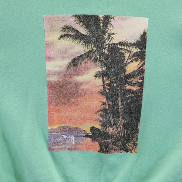 STUSSY ステューシー 日本製 プリント 長袖 スウェット トレーナー S 緑系 レディース