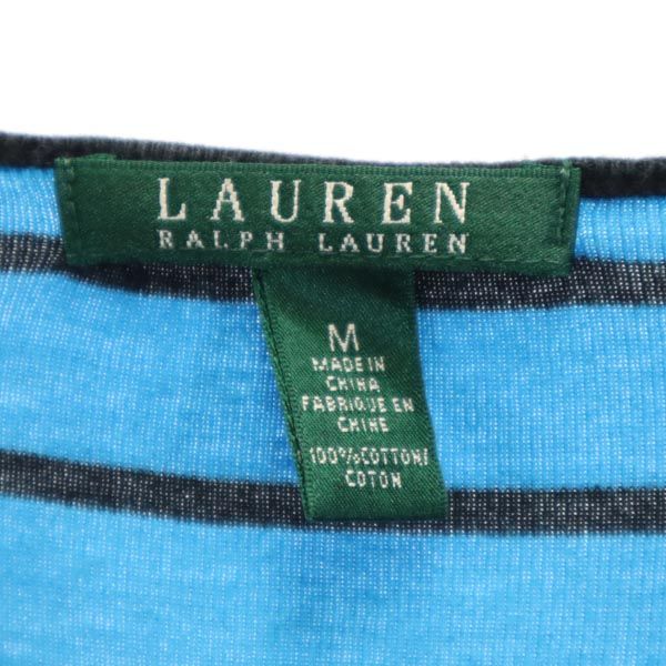 LAUREN RALPH LAUREN ローレンラルフローレン ボーダー 7分袖 ヘンリーネック Tシャツ M ブルー系 ロンT レディース