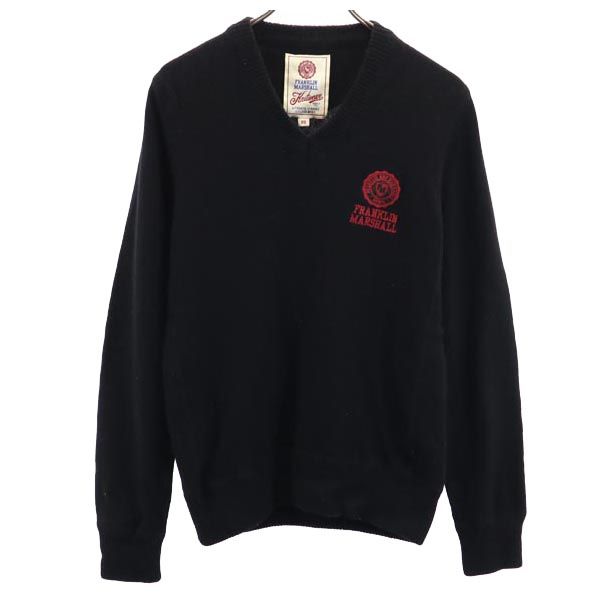 FRANKLIN&MARSHALL フランクリンマーシャル イタリア製 長袖 Vネック ニット XS ブラック系 セーター メンズ