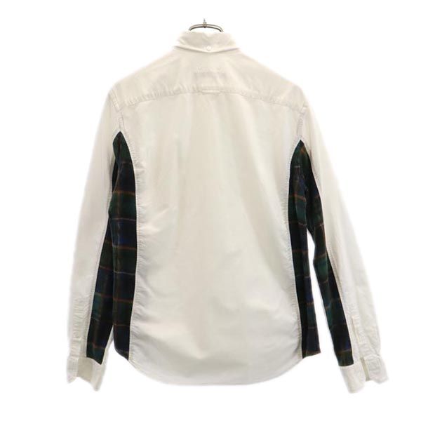 SOPHNET. ソフネット 日本製 チェック切替 長袖 ボタンダウンシャツ M ホワイト系 メンズ