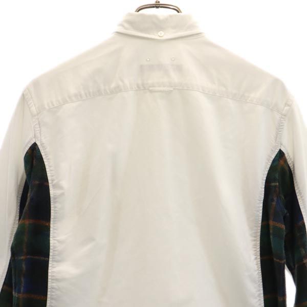 SOPHNET. ソフネット 日本製 チェック切替 長袖 ボタンダウンシャツ M ホワイト系 メンズ