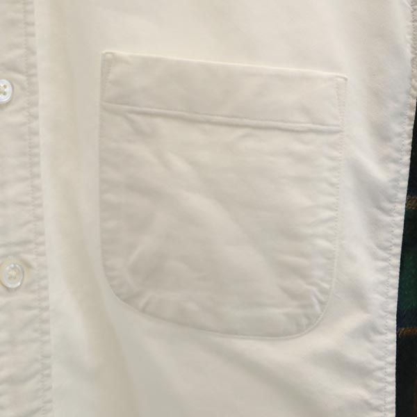 SOPHNET. ソフネット 日本製 チェック切替 長袖 ボタンダウンシャツ M ホワイト系 メンズ