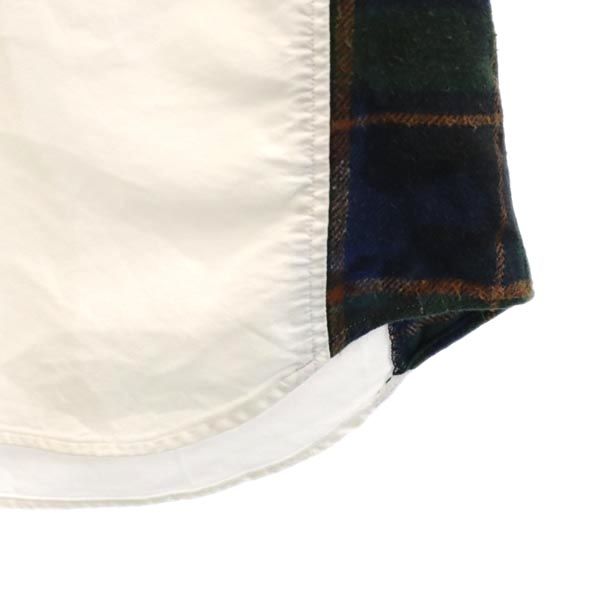 SOPHNET. ソフネット 日本製 チェック切替 長袖 ボタンダウンシャツ M ホワイト系 メンズ