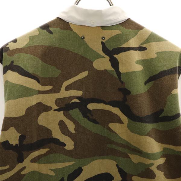 SOPHNET. ソフネット 日本製 カモフラ切替 長袖 ボタンダウンシャツ M ホワイト系 メンズ