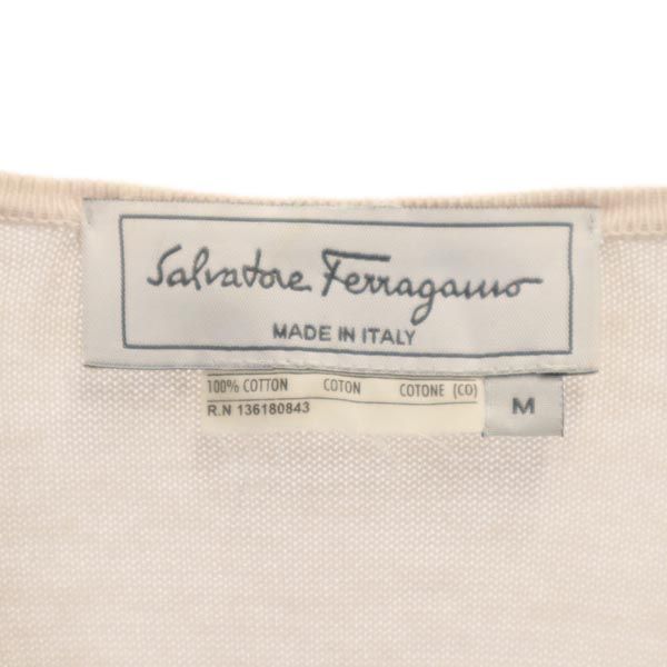 Salvatore Ferragamo サルヴァトーレフェラガモ イタリア製 ボーダー柄 長袖 コットン ニット M アイボリー 他 レディース