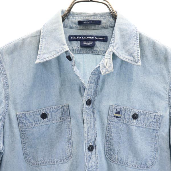RALPH LAUREN SPORT ラルフローレンスポーツ 長袖 デニムシャツ 4 ブルー系 シャンブレー レディース
