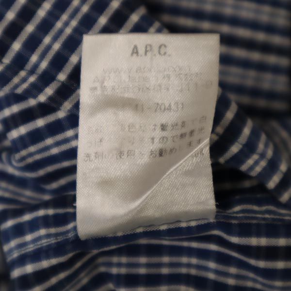 A.P.C. アーペーセー チェック柄 長袖 ボタンダウンシャツ XS ネイビー系 メンズ