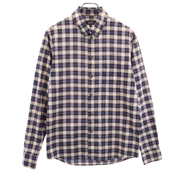 A.P.C. アーペーセー チェック柄 長袖 ボタンダウンシャツ S ネイビー 他 メンズ