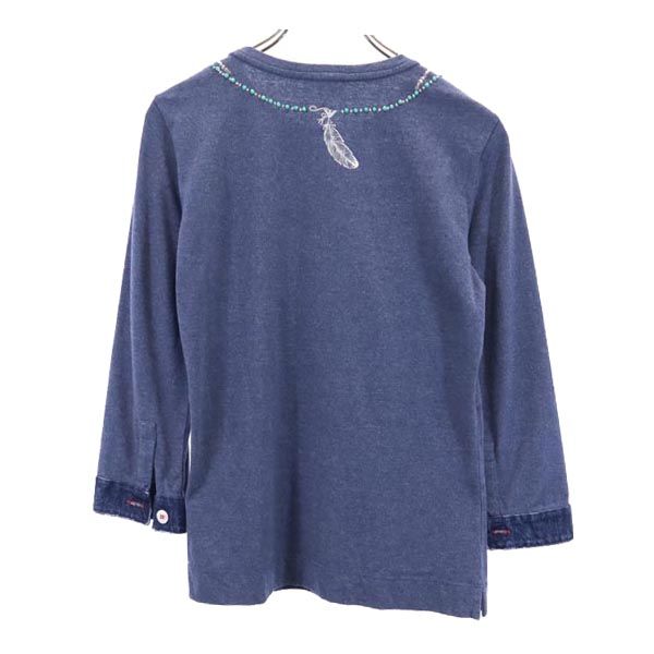 ARMANI JEANS アルマーニジーンズ ラインストーン 7分袖 Tシャツ XS ブルー系 ロンT レディース