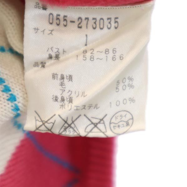 PEARLY GATES パーリーゲイツ アーガイル ゴルフ ジップアップ ニット ベスト 1 ピンク フリース 切替 ロゴ刺_ レディース