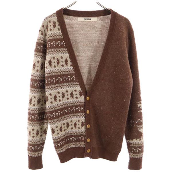 FACTOTUM ファクトタム 日本製 ウール 長袖 ニット カーディガン 48 ブラウン系 メンズ