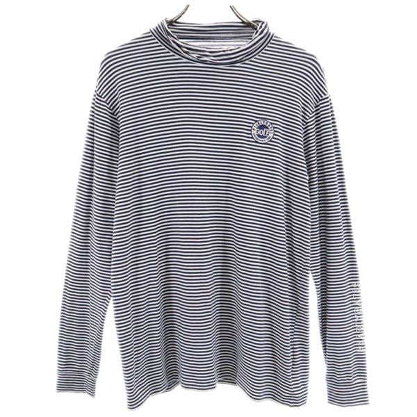 PEARLY GATES パーリーゲイツ 日本製 ボーダー ゴルフ 長袖 Tシャツ 4 ネイビー系 ロンT メンズ