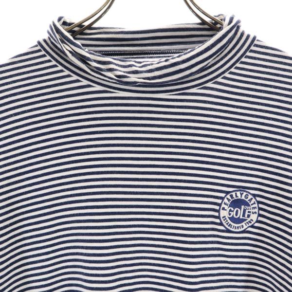 PEARLY GATES パーリーゲイツ 日本製 ボーダー ゴルフ 長袖 Tシャツ 4 ネイビー系 ロンT メンズ