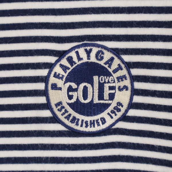 PEARLY GATES パーリーゲイツ 日本製 ボーダー ゴルフ 長袖 Tシャツ 4 ネイビー系 ロンT メンズ