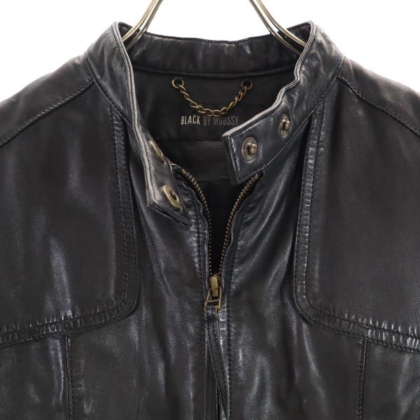 BLACK BY MOUSSY ブラックバイマウジー シープスキン レザージャケット 1 黒 羊革 羊皮 レディース