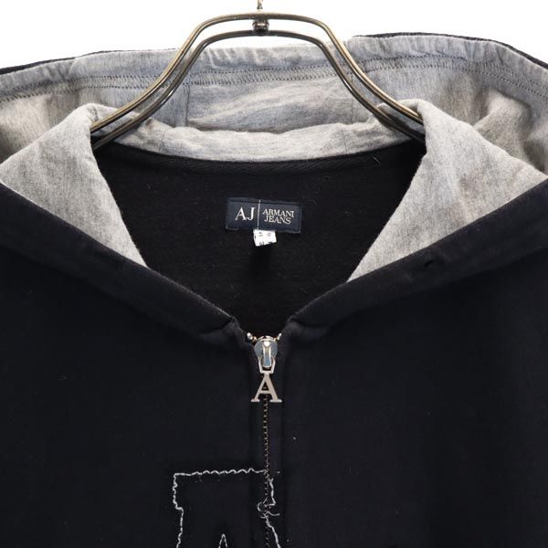 ARMANI JEANS アルマーニジーンズ 長袖 ジップパーカー I40 ブラック系 ロゴ レディース