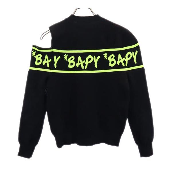 BAPY BY A BATHING APE ベイピーバイアベイシングエイプ 長袖 アシンメトリー ニット XS ブラック オープンショルダー レディース