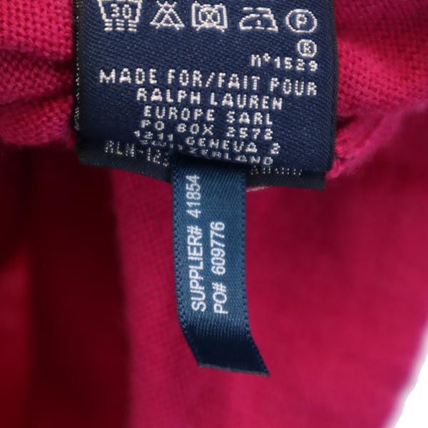 RALPH LAUREN SPORT ラルフローレン スポーツ ウール 長袖 Vネック ニット XS ピンク セーター ロゴ刺繍 レディース
