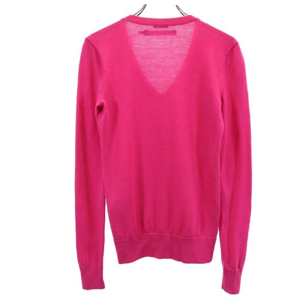 RALPH LAUREN SPORT ラルフローレン スポーツ ウール 長袖 Vネック ニット XS ピンク セーター ロゴ刺繍 レディース