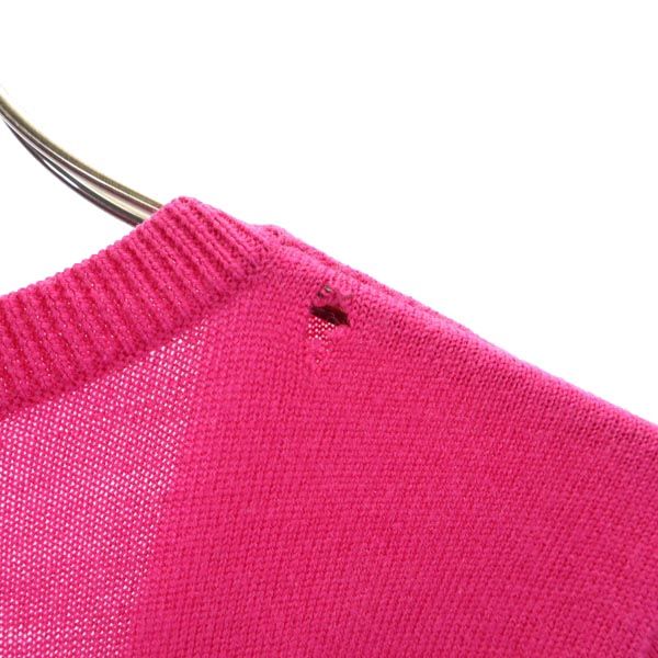 RALPH LAUREN SPORT ラルフローレン スポーツ ウール 長袖 Vネック ニット XS ピンク セーター ロゴ刺繍 レディース