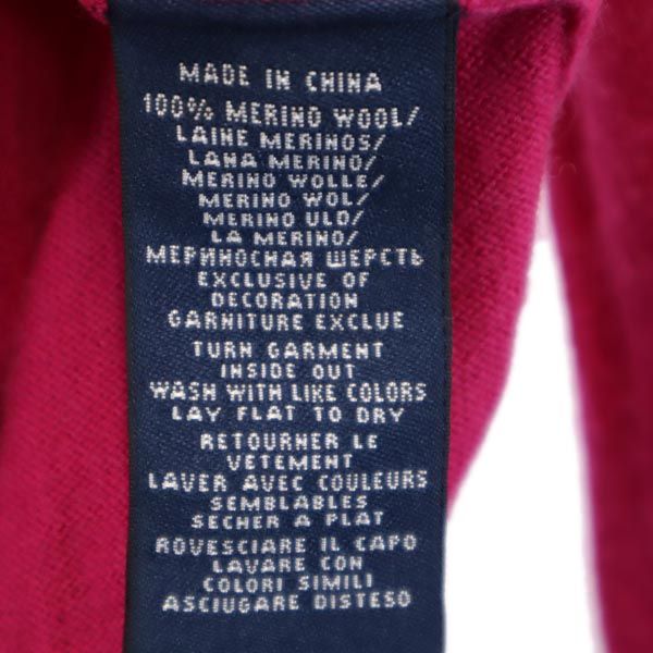 RALPH LAUREN SPORT ラルフローレン スポーツ ウール 長袖 Vネック ニット XS ピンク セーター ロゴ刺繍 レディース