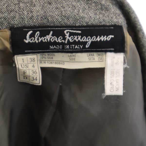 Salvatore Ferragamo サルヴァトーレフェラガモ イタリア製 ウールブレンド スカートスーツ 上下 セットアップ I38 グレー系 レディース