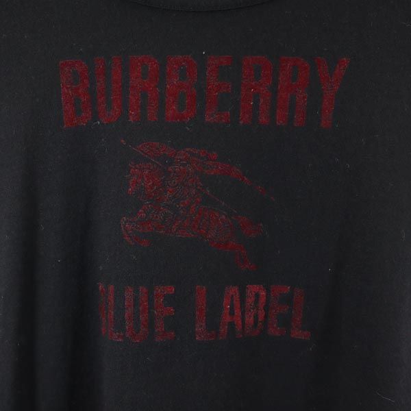 BURBERRY BLUE LABEL バーバリーブルーレーベル 三陽商会 日本製 ウール プリント 長袖 Tシャツ 38 黒 ロンT カットソー レディース