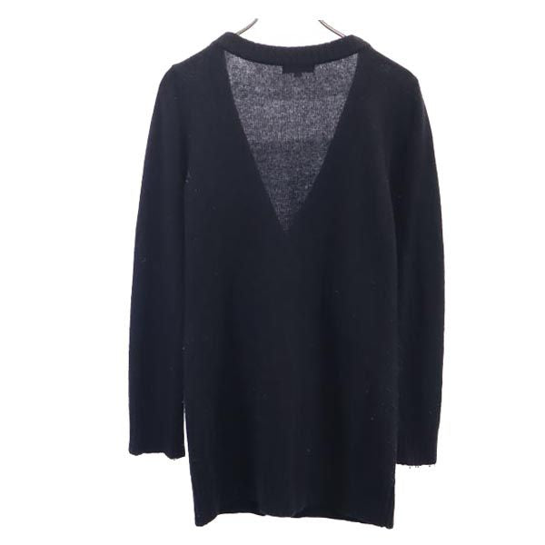 BURBERRY BLUE LABEL バーバリーブルーレーベル 三陽商会 ウールブレンド 長袖 ニット カーディガン 38 ブラック Ｖネック レディース