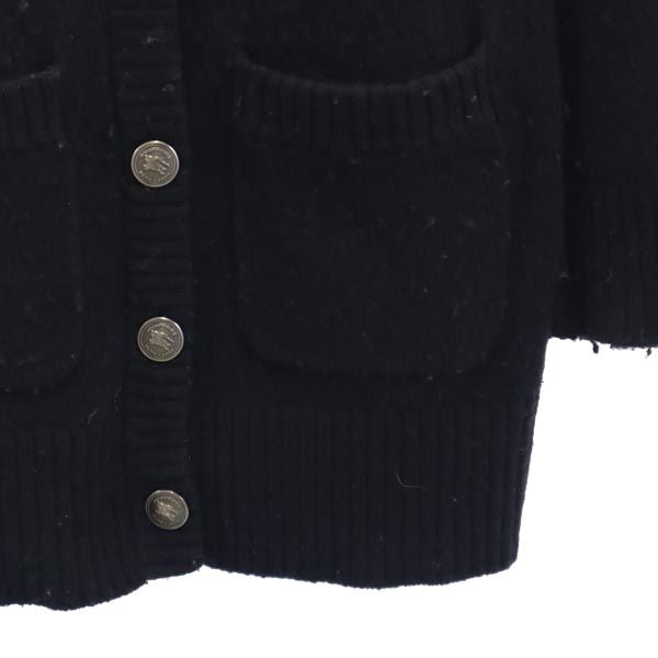 BURBERRY BLUE LABEL バーバリーブルーレーベル 三陽商会 ウールブレンド 長袖 ニット カーディガン 38 ブラック Ｖネック レディース
