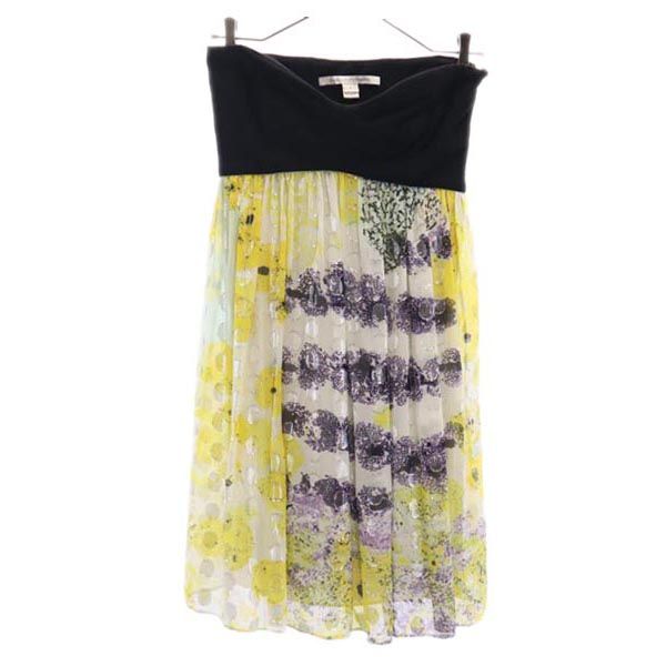 DIANE VON FURSTENBERG ダイアンフォンファステンバーグ シルクブレンド ノースリーブ チューブトップ ワンピース 0 黄系 レディース