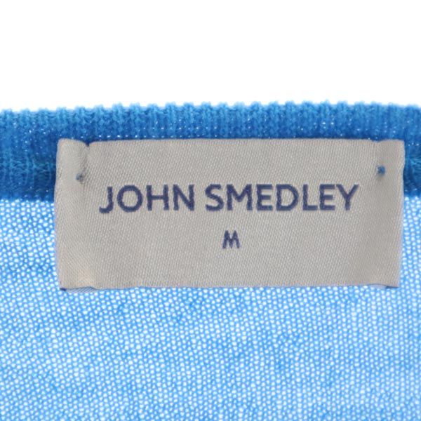 ジョンスメドレー 英国製 ウール 長袖 Vネック ニット M ブルー系 JOHN SMEDLEY セーター メンズ