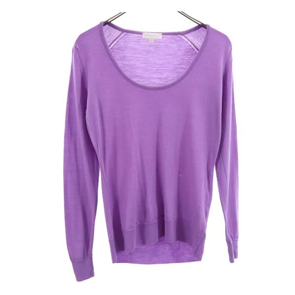 JOHN SMEDLEY ジョンスメドレー 英国製 ウール 長袖 ニット M パープル セーター レディース