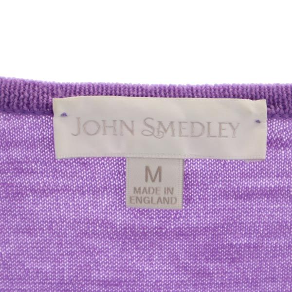 JOHN SMEDLEY ジョンスメドレー 英国製 ウール 長袖 ニット M パープル セーター レディース