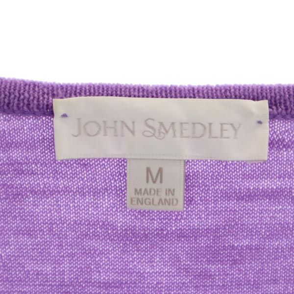 ジョンスメドレー 英国製 ウール 長袖 ニット M パープル JOHN SMEDLEY セーター レディース