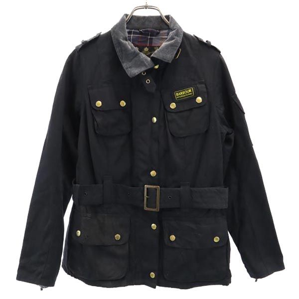 Barbour バブアー ワックス コットンジャケット 10 ブラック ウエストベルト レディース