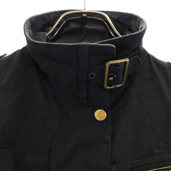 Barbour バブアー ワックス コットンジャケット 10 ブラック ウエストベルト レディース