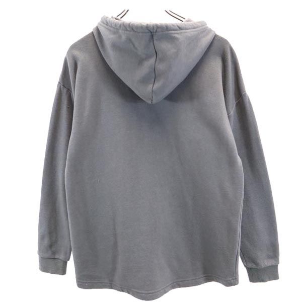 STUSSY ステューシー プリント 長袖 スウェットパーカー S グレー 裏起毛 レディース