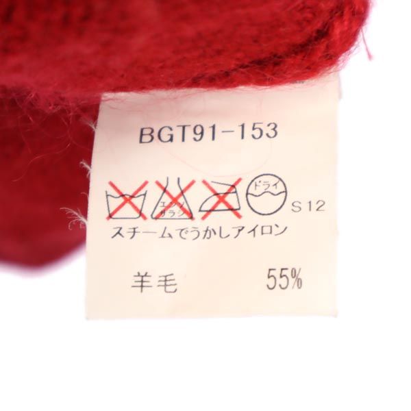 BURBERRY バーバリー 三陽商会 日本製 ウールモヘヤブレンド ゴルフ 長袖 ニット L 赤 セーター メンズ