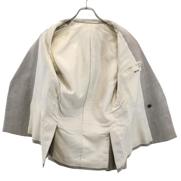 FACTOTUM ファクトタム 日本製 ウール グレンチェック柄 テーラードジャケット 48 グレー ダブルボタン メンズ