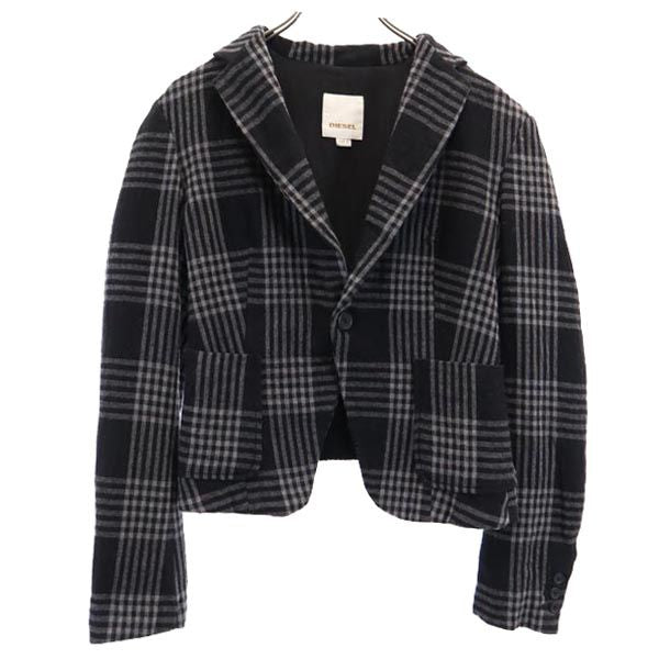 DIESEL ディーゼル チェック柄 ショート丈 テーラードジャケット S ブラック 他 ブレザー レディース