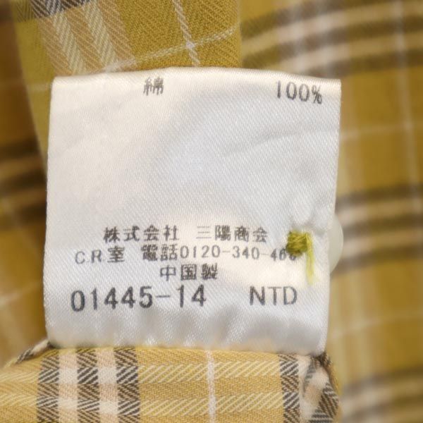 BURBERRY BLACK LABEL バーバリーブラックレーベル 三陽商会 チェック 7分袖 シャツ 2 イエロー系 メンズ