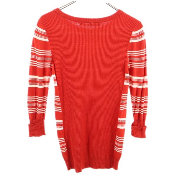 MARC BY MARC JACOBS マークバイマークジェイコブス シルクブレンド ボーダー柄 長袖 ニット S 赤 セーター レディース