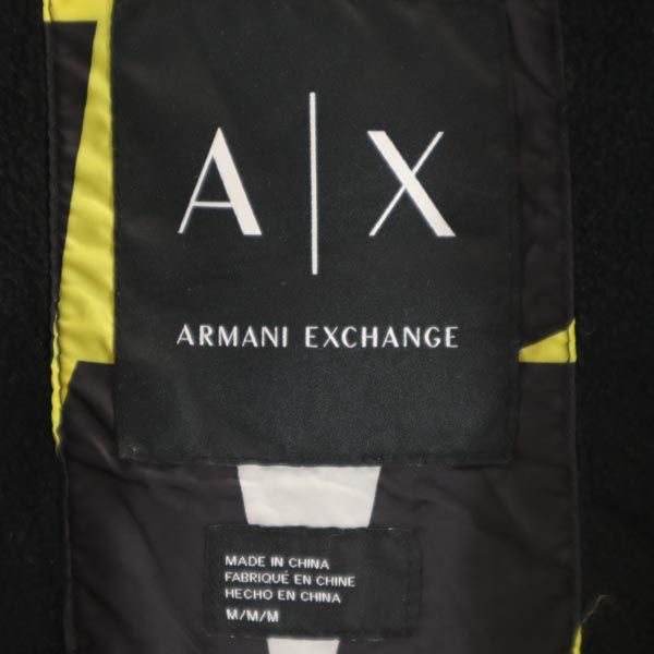 ARMANI アルマーニ ロゴプリント フード付 ジャケット M イエロー×ブラック 裏フリース ジャンパー メンズ